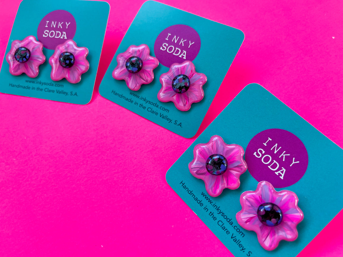 SECONDS Pink Flower Studs