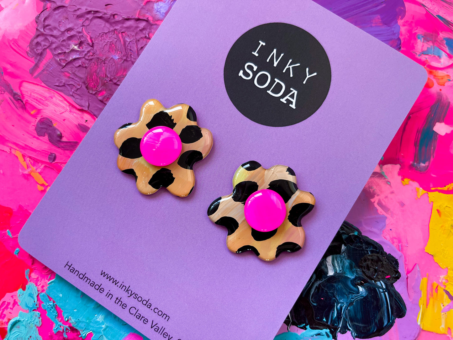 Cheetah - Large Flower Studs